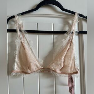 Victoria's Secret Sheer Lace Bralette Set in White/Cream. Size S/M